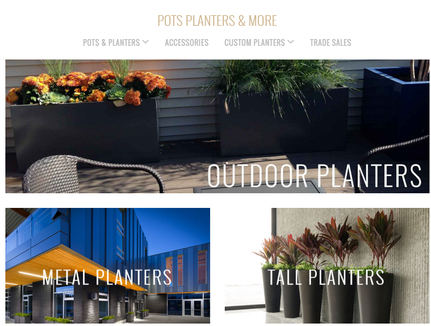 Mẫu website nội thất Pots planters and more