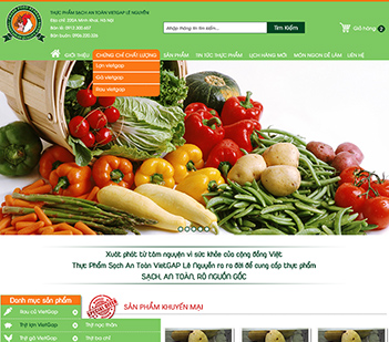 Mẫu website bán hàng thực phẩm an toàn Viet Gap