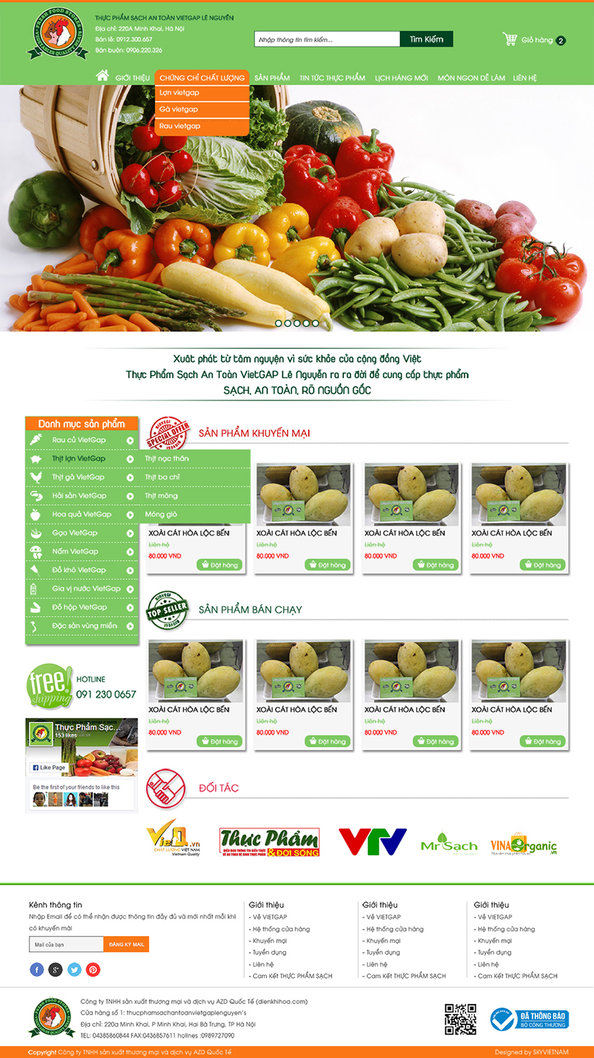 Mẫu website bán hàng thực phẩm an toàn Viet Gap